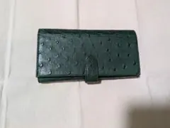 オーストリッチレザー 長財布 ダークグリーン