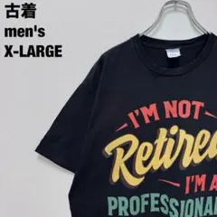 古着 PORT&COMPANY Tシャツ メッセージ ビッグサイズ ブラックXL