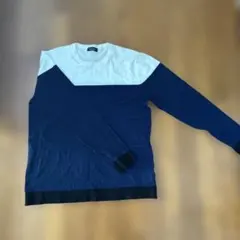 ZARA MAN ネイビー/ホワイト ニットセーター XL
