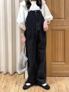 【3日間限定】Samansa Mos2 デニム/花柄アソートサロペットパンツ