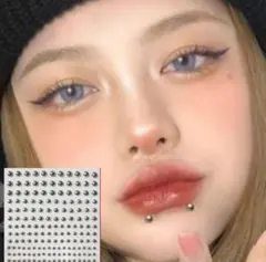 ノンホール　鼻ピアス　口ピアス　フェイク　リップピアス　シルバー　軟骨　シール