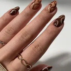 ☆最安値☆ SHEIN シーイン ライン ブラウン系 ネイルチップ つけ爪