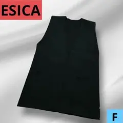 【大特価】 ESICA 黒 F ノースリーブ ベスト ポケット付き