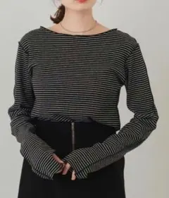 カスタネ　フィンガーホール付き　長袖Tシャツ