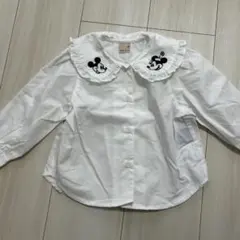 petit main ミッキー・ミニー刺繍シャツ