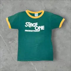 Hanes Beefy-T 緑/オレンジ Tシャツ L