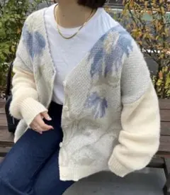 nemne store ネンネストア フラワージャガードモヘアライクカーディガンのサムネイル