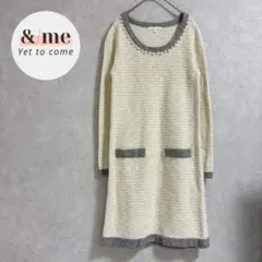 プロポーションボディドレッシング　パール付ニットワンピース　膝丈　配色　ラメ
