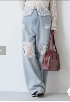 Kastane レースデニムパンツ ブルー サイズ0