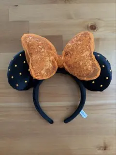 ディズニー Disney ミニーマウス風カチューシャ（黒・オレンジ）