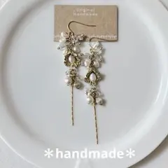 No.30天然石　淡水パール　アンティーク調　サージカルステンレスフックピアス