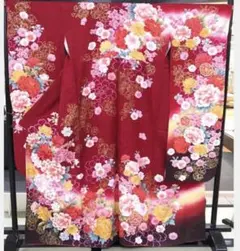 振袖 フルセット手鞠 桜 銀通し 金彩 赤 正絹 - メルカリ