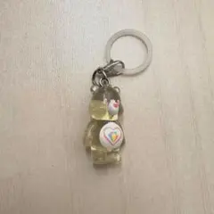 ケアベア　クリアチャームマスコット1 スパークルハートベア　白