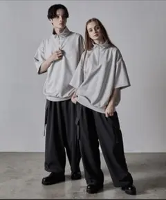 クレイル CLEL 半袖プルオーバーTシャツ ハーフジップ ライトグレー