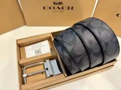 SALE♪コーチ新品 リバーシブル シグネチャー シルバーバックル 社会人