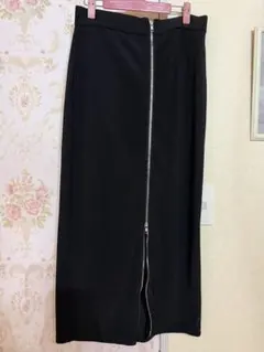 GU フロントジップナローロングスカート XL ブラック