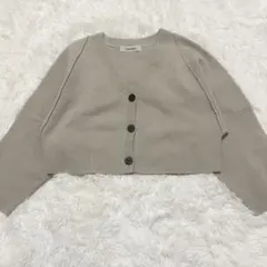 【a4652】ココディール 長袖クロップド丈カーディガン ベージュ M