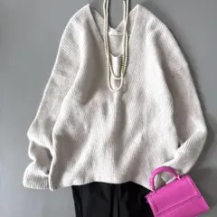 【ほぼ未使用✨】Plage ふわふわ　FUR Vプルオーバー　チョコレート　軽い plage（プラージュ）の「Cashmere Mix Fur 深Vプルオーバー