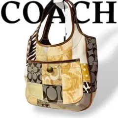 美品✨ COACH コーチ トートバッグ 肩掛け パッチワーク 豹柄