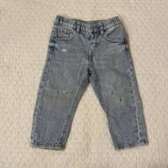 ZARA ライトブルー ダメージデニムパンツ 18-24cm