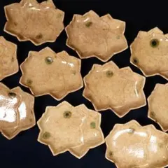 黄瀬戸 舟形 向付 15客 箱付 大正時代 織部 懐石料理道具 黄瀬戸 舟形 向付 15客 箱付 大正時代 織部 懐石料理道具