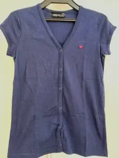 バローギャング　ネイビー Vネック トップス ボタン付き