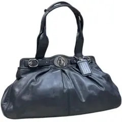 美品コーチショルダーバッグ レザー ブラック ミニボストン13914レディース