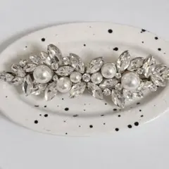 パール×ビジュー バレッタ ゴールド フラワー ヘアアクセサリー