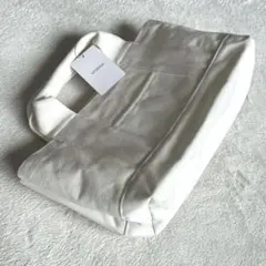 新品タグ付キャンバス ミニトートバッグ スクエア ホワイト 布製