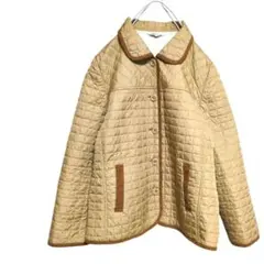 キルティングジャケット 中綿ジャンパー ブラウンベージュ 薄手 キルトジャケット