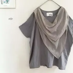 n'Or スカーフ付き異素材ドッキングTシャツ 0790のサムネイル