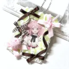 トレカケースデコキーホルダーホイップデコB8平成女児 白緑 ピンク 抹茶 茶色1