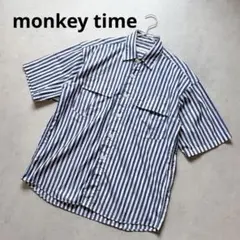 monkey time ストライプ 半袖ワークシャツ Mサイズのサムネイル