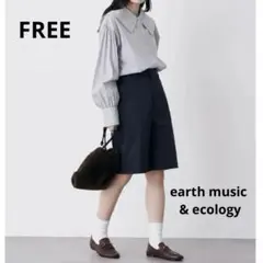 earth 2WAY襟付き ストライプシャツ BIGカラーシャツ ブルー　F