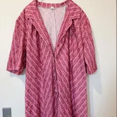 ピンク系 半袖 ロングシャツワンピース