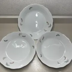 深川製磁　蝶柄　深皿　3枚