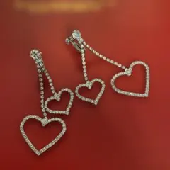 ハート型クリスタルロングドロップイヤリング