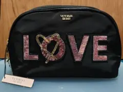 ヴィクトリアズ・シークレット　 ポーチ　LOVE ブラック　大きめ