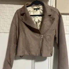 rienda ベージュ スエード風 クロップドジャケット