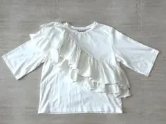 フリルデザインカットソー ホワイト Mサイズのサムネイル