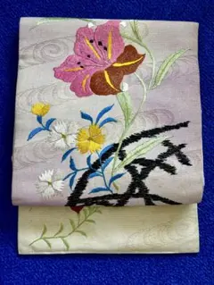 21時まで値下！アンティーク帯 夏帯 刺繍 大正ロマン 名古屋帯 和装 紋紗のサムネイル
