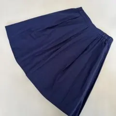 ネイビー フレアスカート ひざ丈 ゴムウエスト