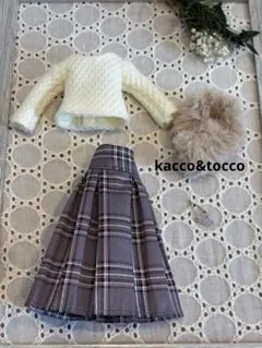 No.4022 ハンドメイド22cmドール服 3点セット（ピアス付き）