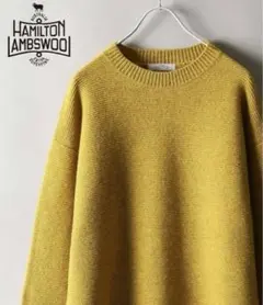 HAMILTON LAMBSWOOL ウールセーター M イエロー