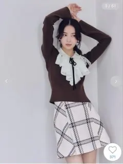 【SNIDEL】 ロービングチェックミニスカート アイボリー