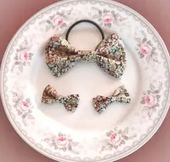 ママとお揃い♡ベビーから使える♡リバティ生地使用♡チャイブのヘアゴムset୨୧