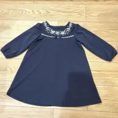 【Motherways】　ネイビー 長袖ワンピース 110