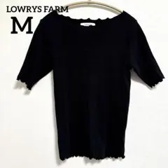 【LOWRYS FARM】メローフリル リブカットソー 五分袖 ブラック Mのサムネイル