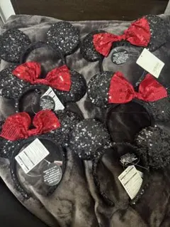 6個セット　ミッキーカチューシャ 黒と赤 スパンコール