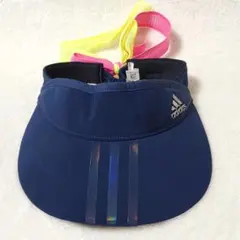 adidas サンバイザー アディダス ネイビー カラーリボン レディース